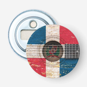 Dominican Republic Flag on Old Acoustic Guitar Bottle Opener