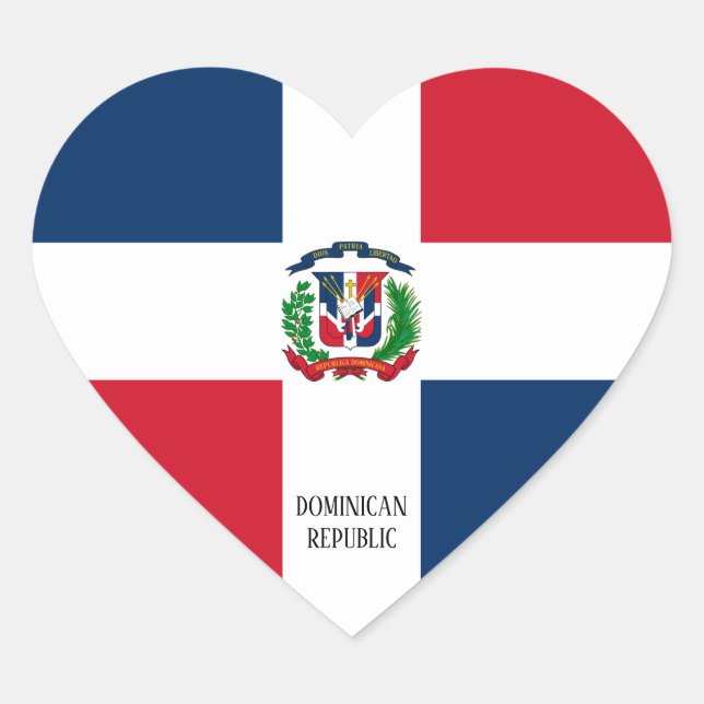 Dominican Republic Flag Patriotic Heart Sticker (Front)