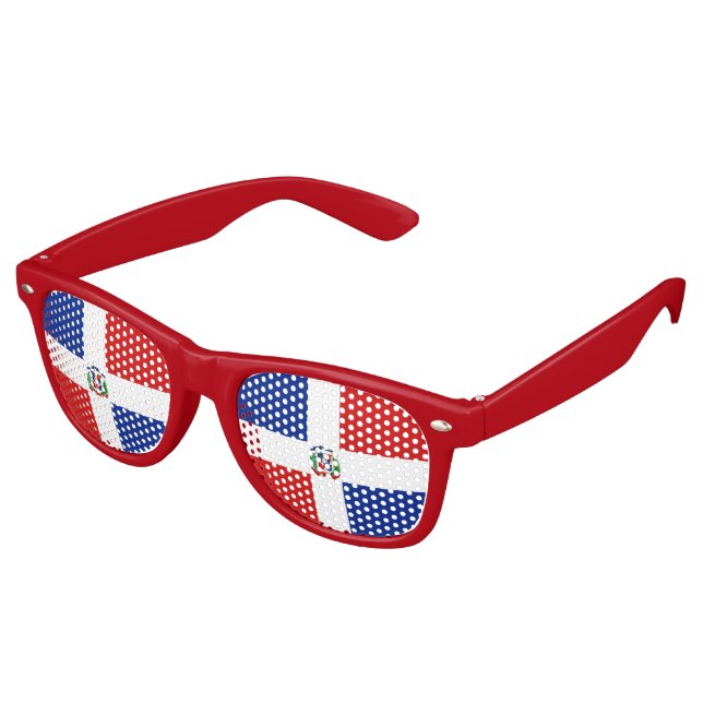 Dominican Republic Flag Retro Sunglasses (Angled)