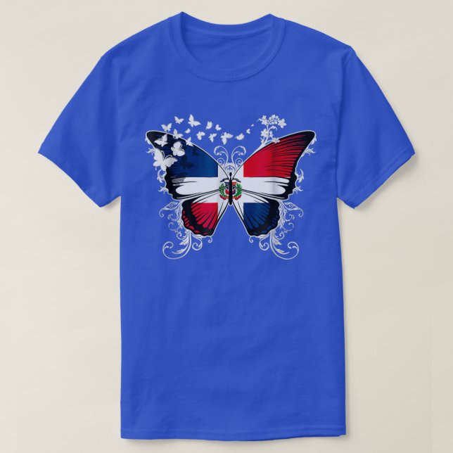Dominican Republic Flag Shirt Butterfly Graphic (Design Front)