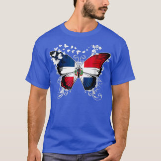 Dominican Republic Flag Shirt Butterfly Graphic