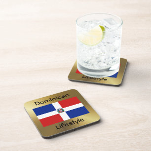 Dominican Republic Flag+Text Coaster