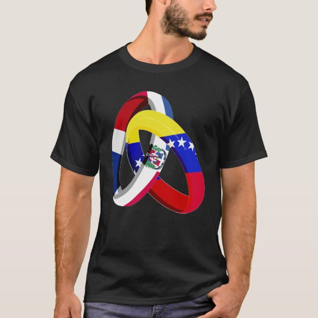 Dominican Republic Flag Venezuela Ring Marriage We T-Shirt (Front)
