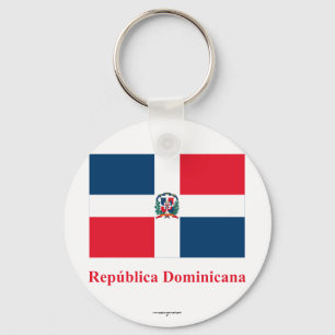 Dominican Republic Flag with Name in Spanish Key Ring