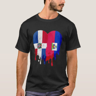Dominican Republic Haiti Flag Heart Citizen Patrio T-Shirt