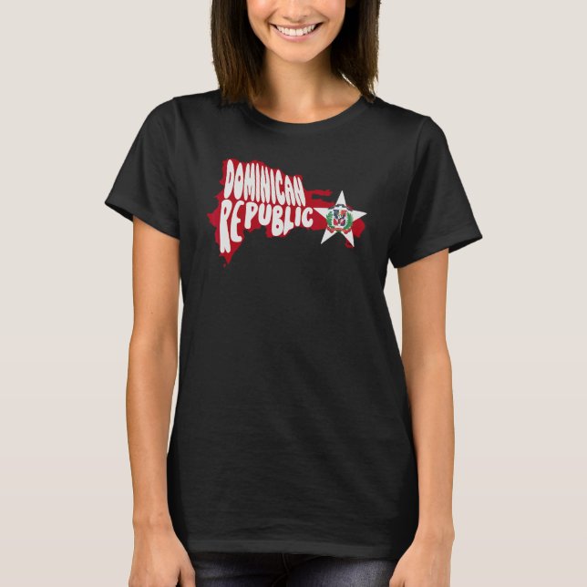 Dominican Republic Map and Flag Emblem Platano Pow T-Shirt (Front)