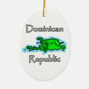 Dominican Republic Map Ceramic Tree Decoration