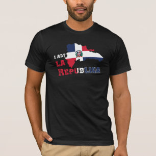 Dominican Republic Map Flag Pride Black T-Shirt