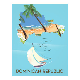 Dominican Republic map Yacht travel poster