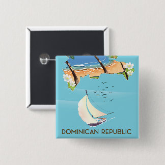 Dominican Republic map Yacht travel poster 15 Cm Square Badge