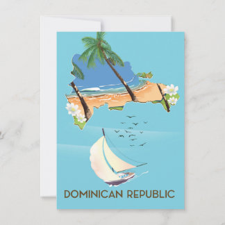Dominican Republic map Yacht travel poster Invitation