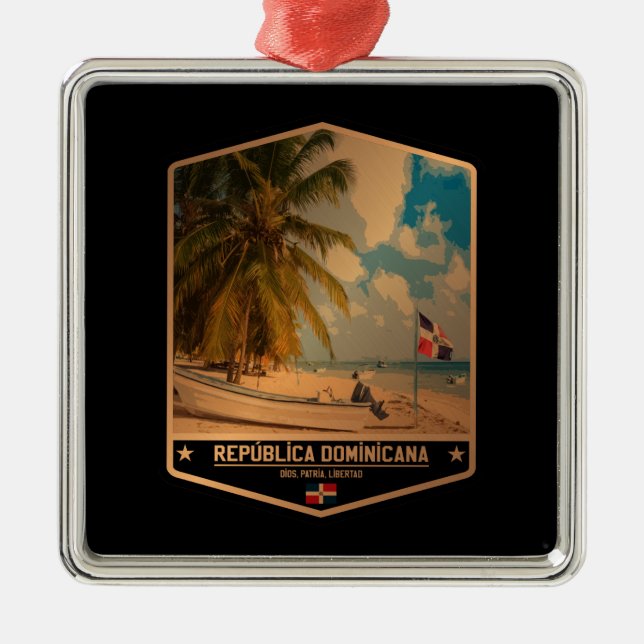 Dominican Republic Metal Tree Decoration (Front)