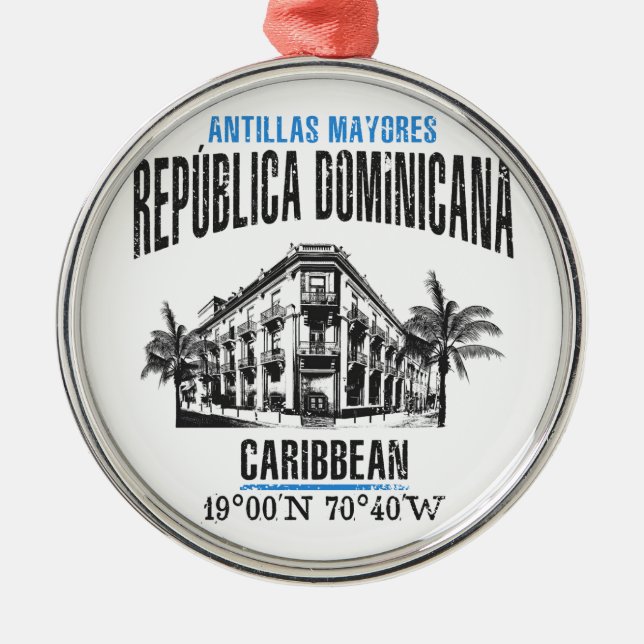 Dominican Republic Metal Tree Decoration (Front)