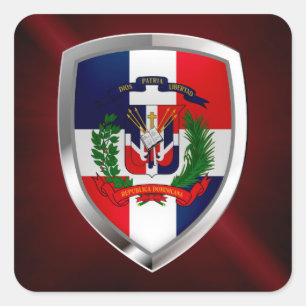 Dominican Republic Mettalic Emblem Square Sticker