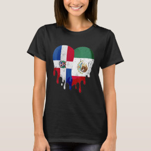 Dominican Republic Mexico Flag Heart Citizen Patri T-Shirt