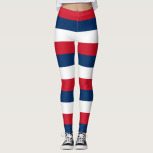 Dominican Republic National Flag Colours Striped L Leggings