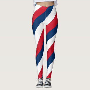 Dominican Republic National Flag Colours Striped L Leggings