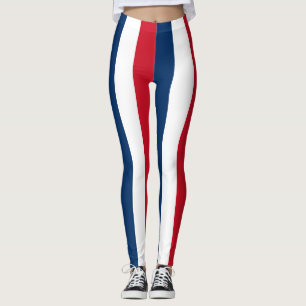 Dominican Republic National Flag Colours Striped Leggings