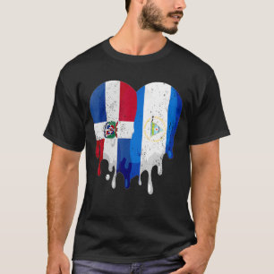 Dominican Republic Nicaragua Flag Heart Citizen Pa T-Shirt