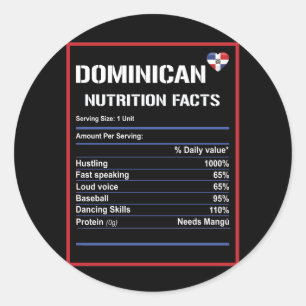 Dominican Republic Nutrition Facts Classic Round Sticker