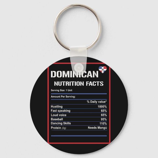 Dominican Republic Nutrition Facts Key Ring (Front)