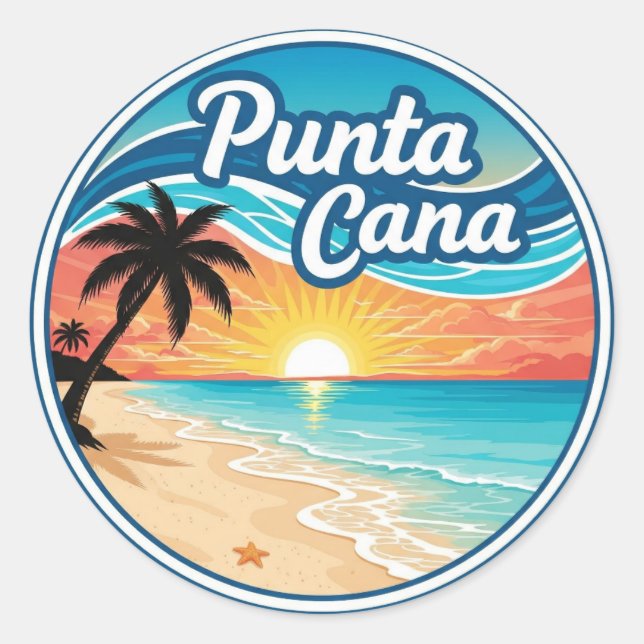 Dominican Republic Punta Cana Beach Travel Classic Round Sticker (Front)