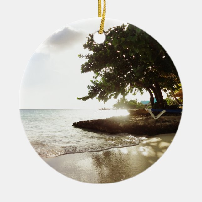 Dominican Republic Punta Canta Beach Ceramic Tree Decoration (Front)