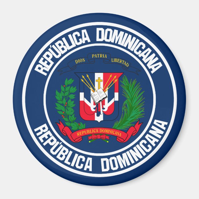 Dominican Republic Round Emblem Magnet (Front)