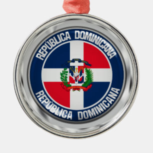 Dominican Republic Round Emblem Metal Tree Decoration