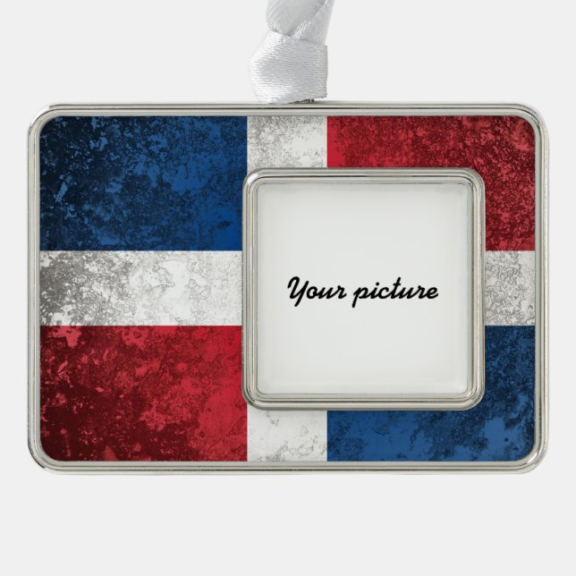 Dominican Republic Silver Plated Framed Ornament (Front)