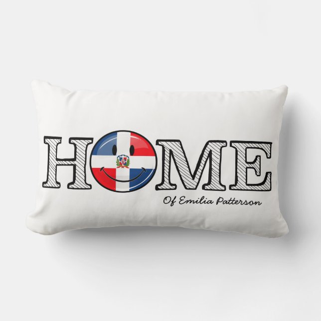 Dominican Republic Smiling Flag Housewarming Lumbar Cushion (Front)