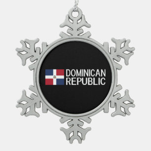 Dominican Republic Snowflake Pewter Christmas Ornament