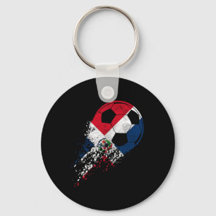Dominican Republic Soccer Flag Pride Soccer Player Key Ring