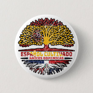 Dominican Republic Spain Spanish Tree Roots Flag 6 Cm Round Badge