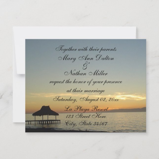 Dominican Republic Sunset Wedding Invitations (Front)