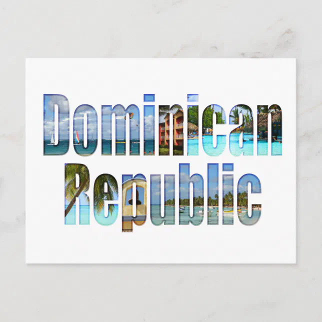 Dominican Republic tourist sights in letters Postcard Zazzle