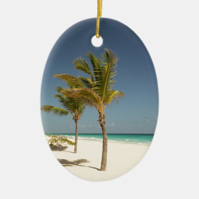 Dominican Republic Tropical Beach Ceramic Tree Decoration (Front)