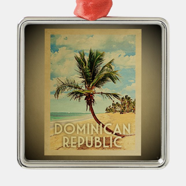 Dominican Republic Vintage Travel Ornament (Front)