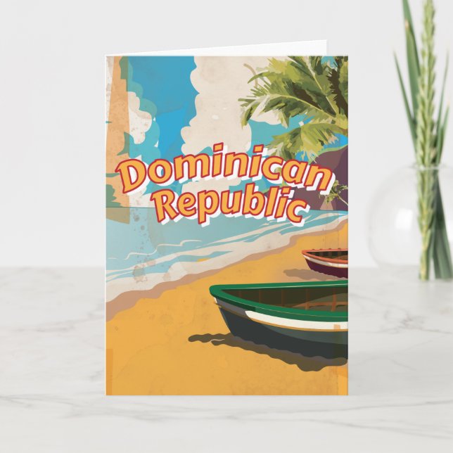 Dominican Republic Vintage vacation Poster Holiday Card (Front)