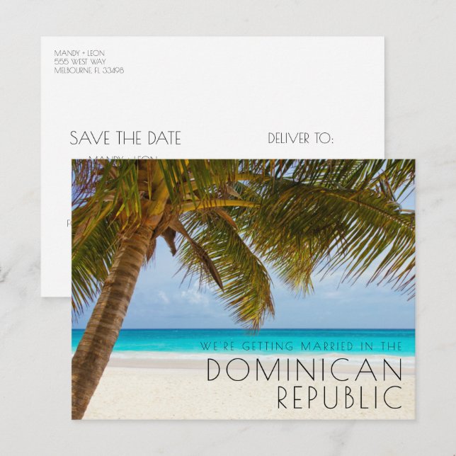 Dominican Republic Wedding Save the Date Announcement Postcard (Front/Back)