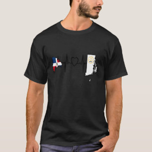 Dominican Rhode Island Heartbeat  Dominican Flag H T-Shirt