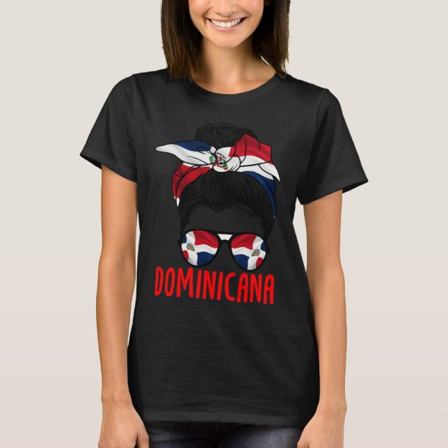 Dominicana Dominican Girl Republica Flag T-Shirt (Front)