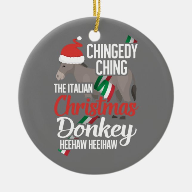 Dominick The Christmas Donkey Italian Christmas Do Ceramic Tree Decoration (Front)