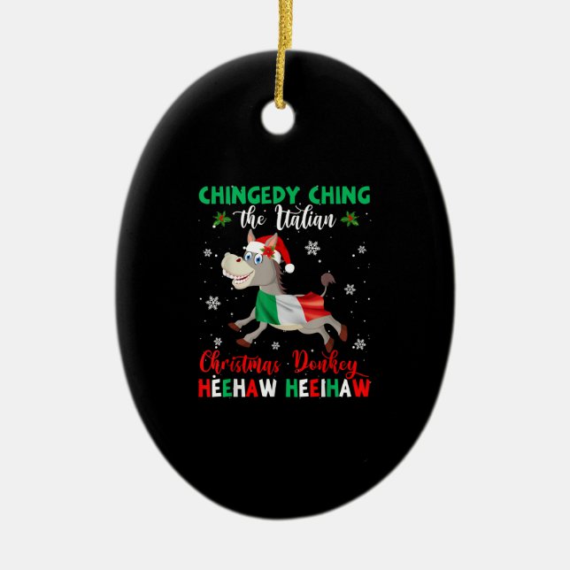 Dominick The Christmas Donkey-Italian Donkey Ceramic Tree Decoration (Front)