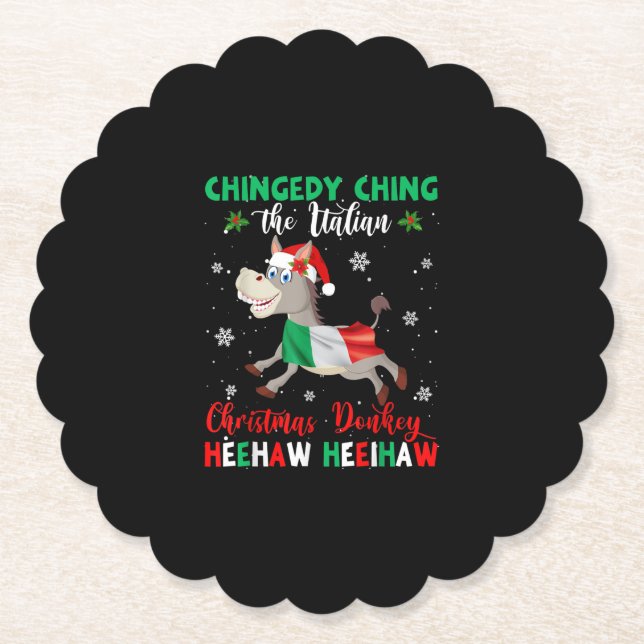 Dominick The Christmas Donkey-Italian Donkey Paper Coaster (Front)