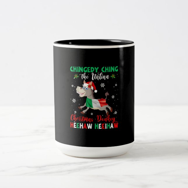 Dominick The Christmas Donkey-Italian Donkey Two-Tone Coffee Mug (Center)