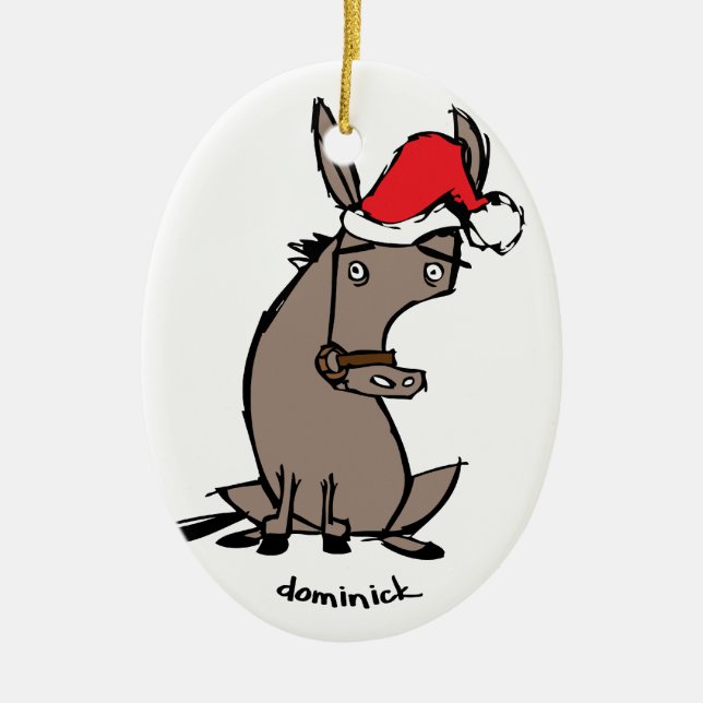 Dominick the Donkey Ceramic Tree Decoration (Front)