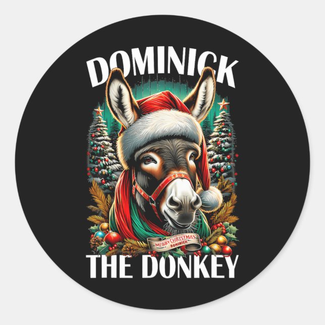 Dominick The Donkey Funny Christmas Italian Christ Classic Round Sticker (Front)