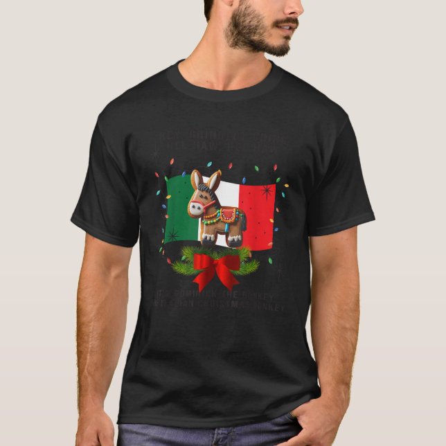 Dominick The Donkey Funny Italian Santa Christmas  T-Shirt (Front)