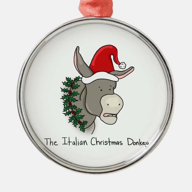 Dominick the Italian Christmas Donkey Metal Tree Decoration (Front)